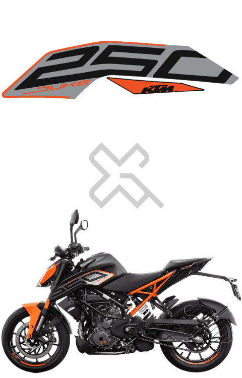 Half Body Sticker Compatible with Duke 250 BS7 | Made in Premium Gloss Vinyl with FPF (Fade Protection Film), Precut Sticker, Waterproof, Pack of 1